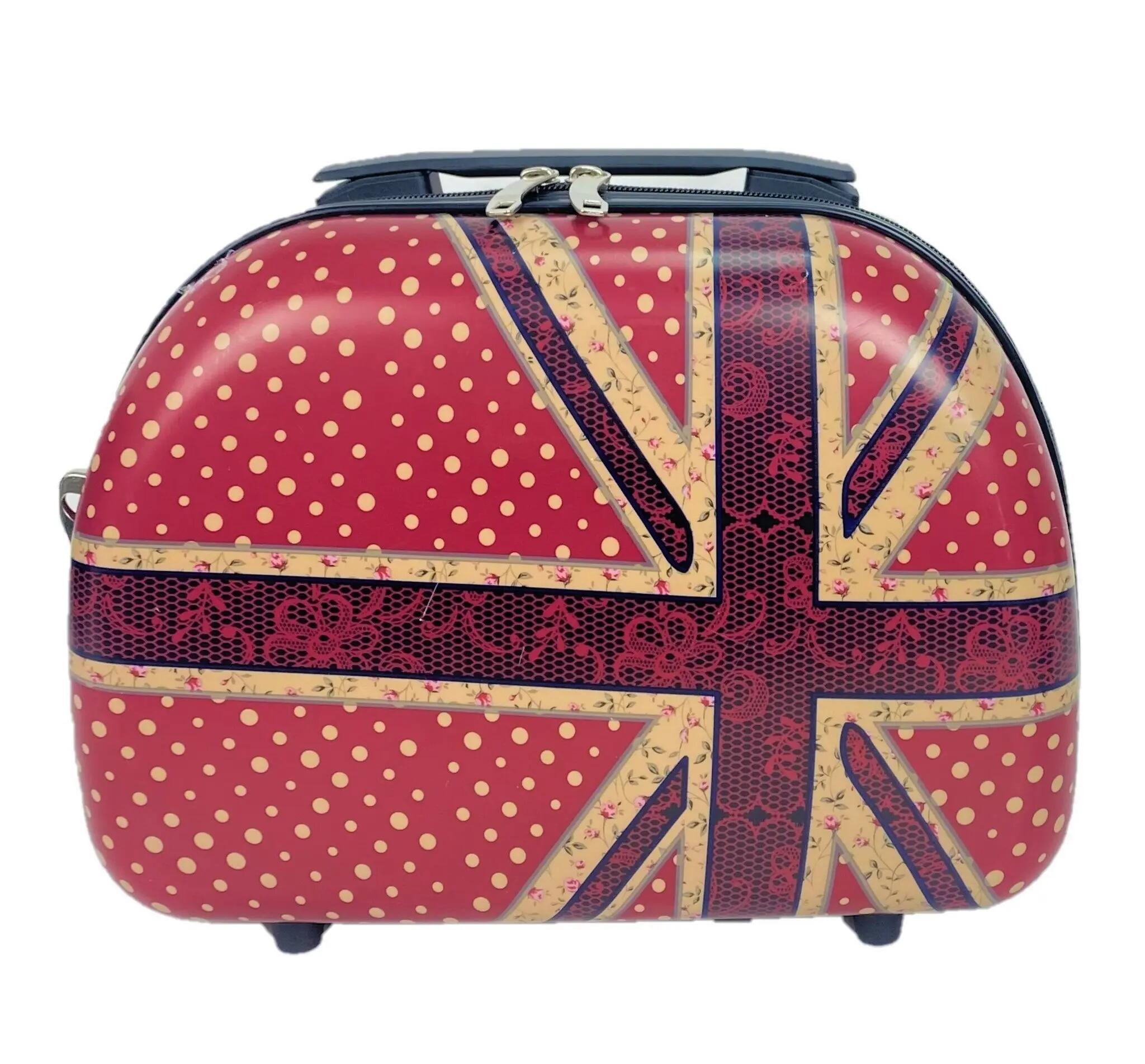 Maleta Trolley + Neceser rígida 4 Ruedas giratorias Inglaterra rojo 6/7