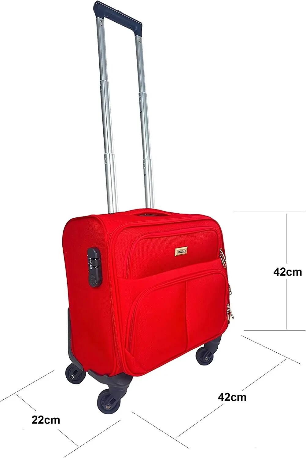 Mala de viagem com rodas e 4 rodas giratórias, vermelha. 5/5