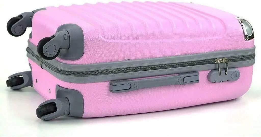 Maleta PEQUEÑA 4 Ruedas 360º Equipaje de Mano RIGIDA Esquinas Plateadas (Rosa) 2/3