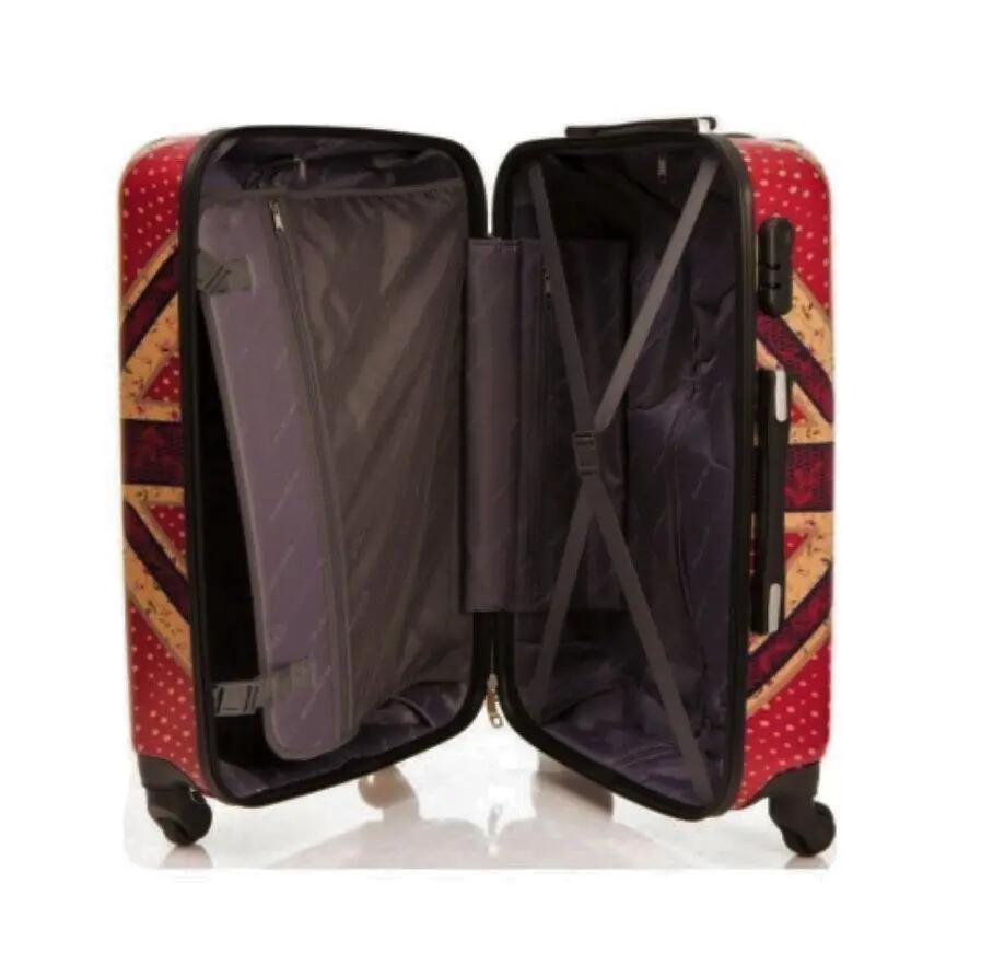 Maleta Trolley + Neceser rígida 4 Ruedas giratorias Inglaterra rojo 5/7