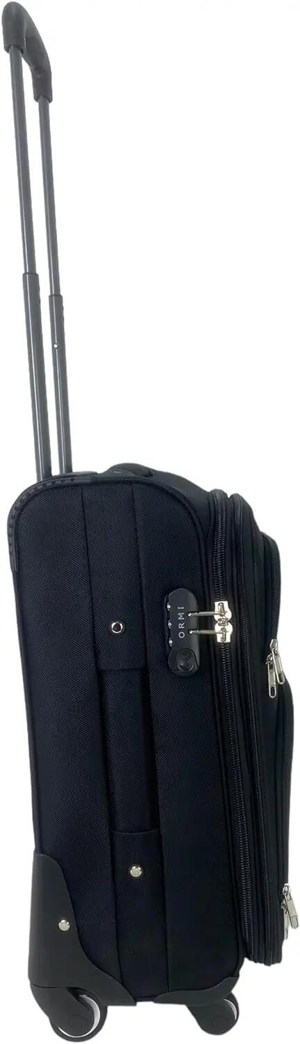 Maleta de Tela Trolley Equipaje de Mano 4 Ruedas 360º Giratorias (Negro) 4/7