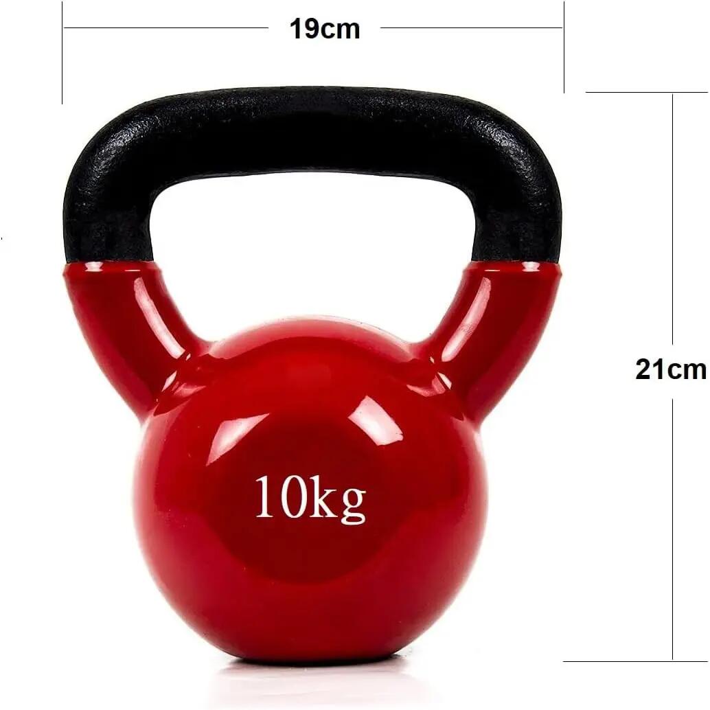 Pesa Rusa Kettlebell, revestimiento de vinilo, Antideslizante, rojo 10KG 6/6