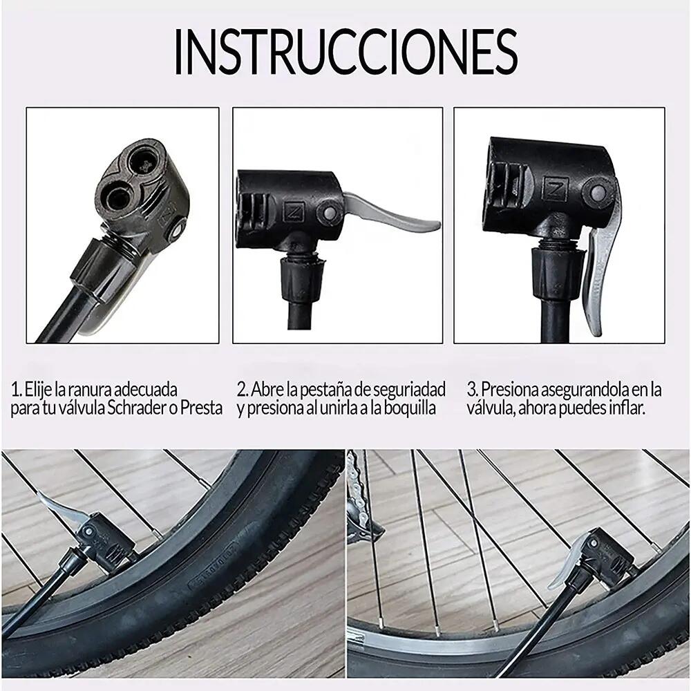 Bomba hinchador inflador de pie multiuso bombin Manguera Flexible 6/7