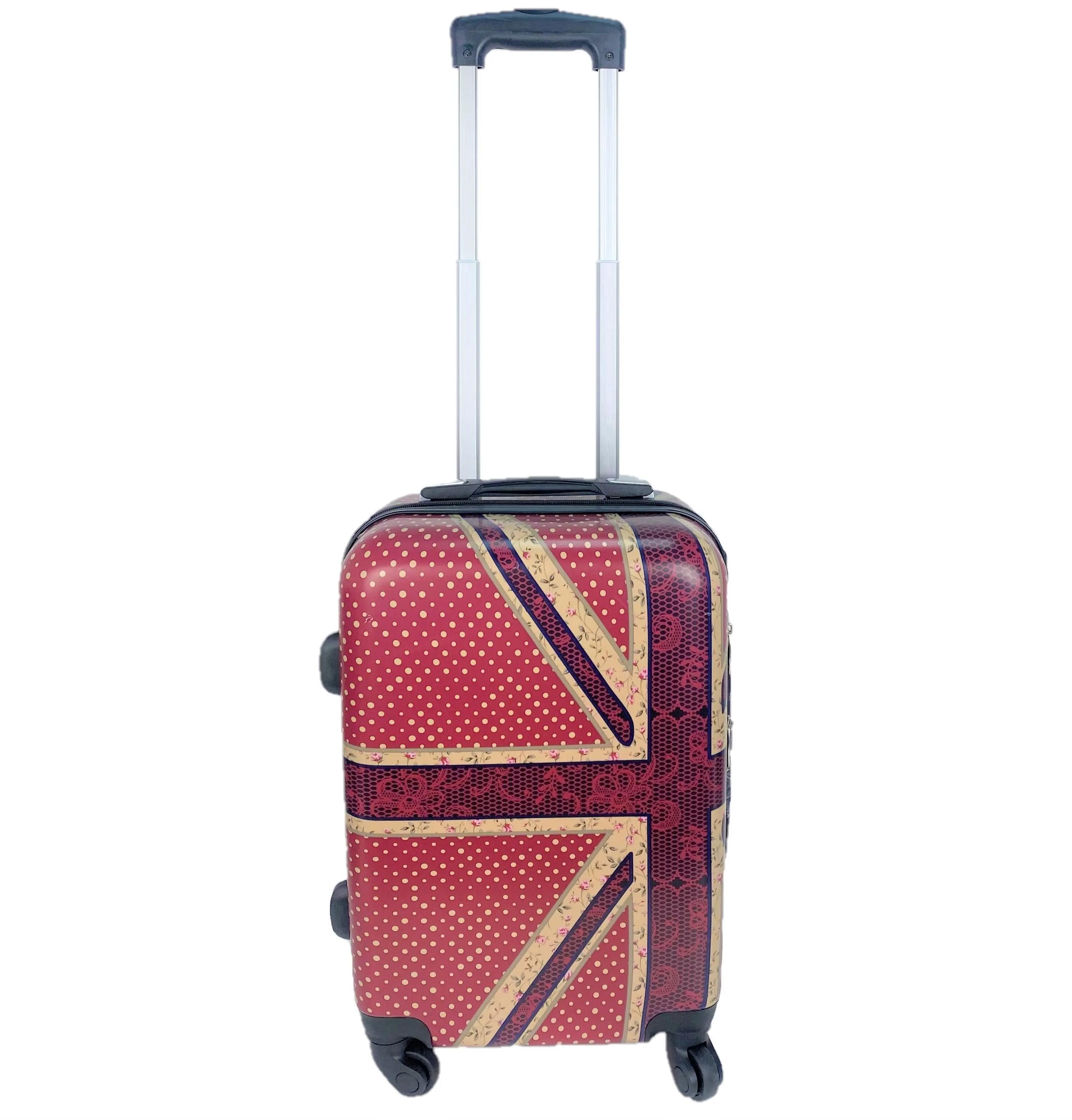 Maleta Trolley + Neceser rígida 4 Ruedas giratorias Inglaterra rojo 4/7