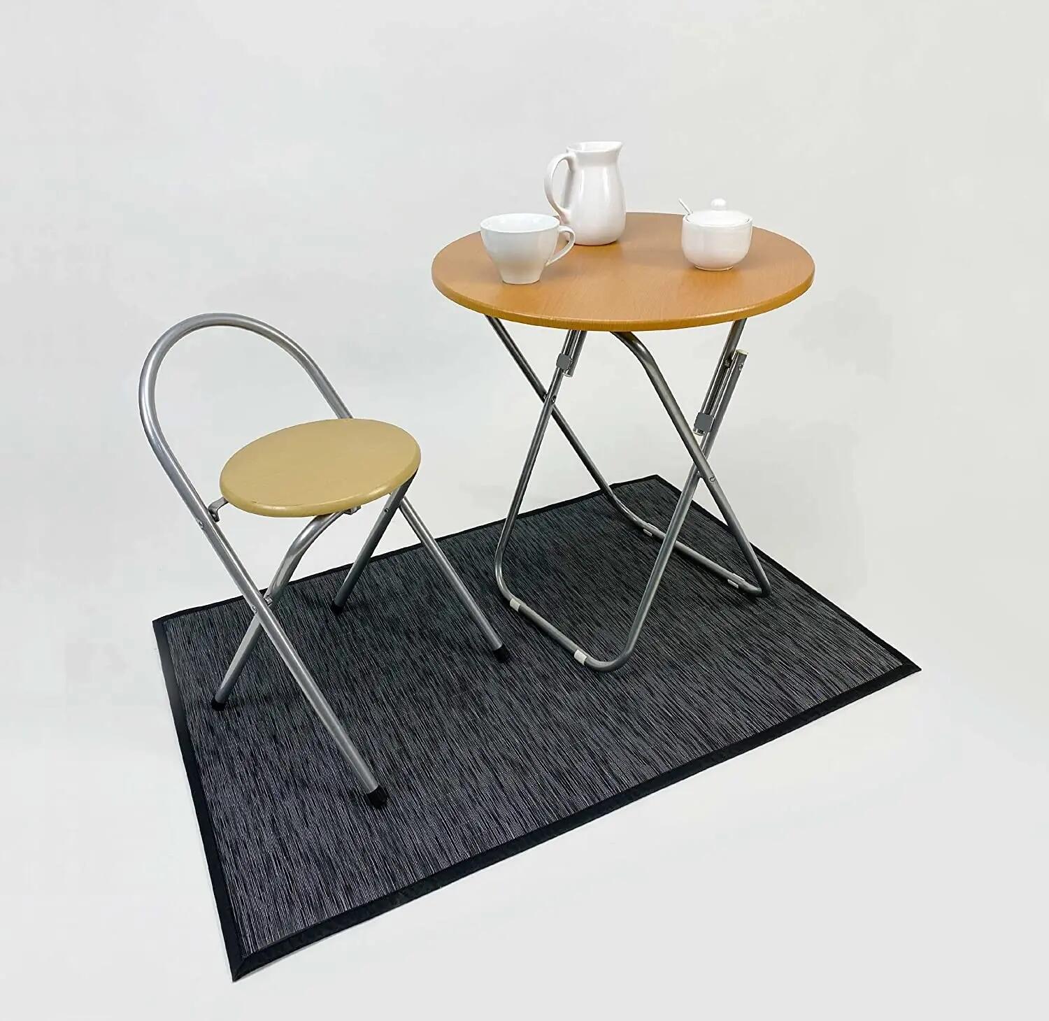 Mesa dobrável redonda ideal, fabricada em madeira e metal, 70x70cm 7/7