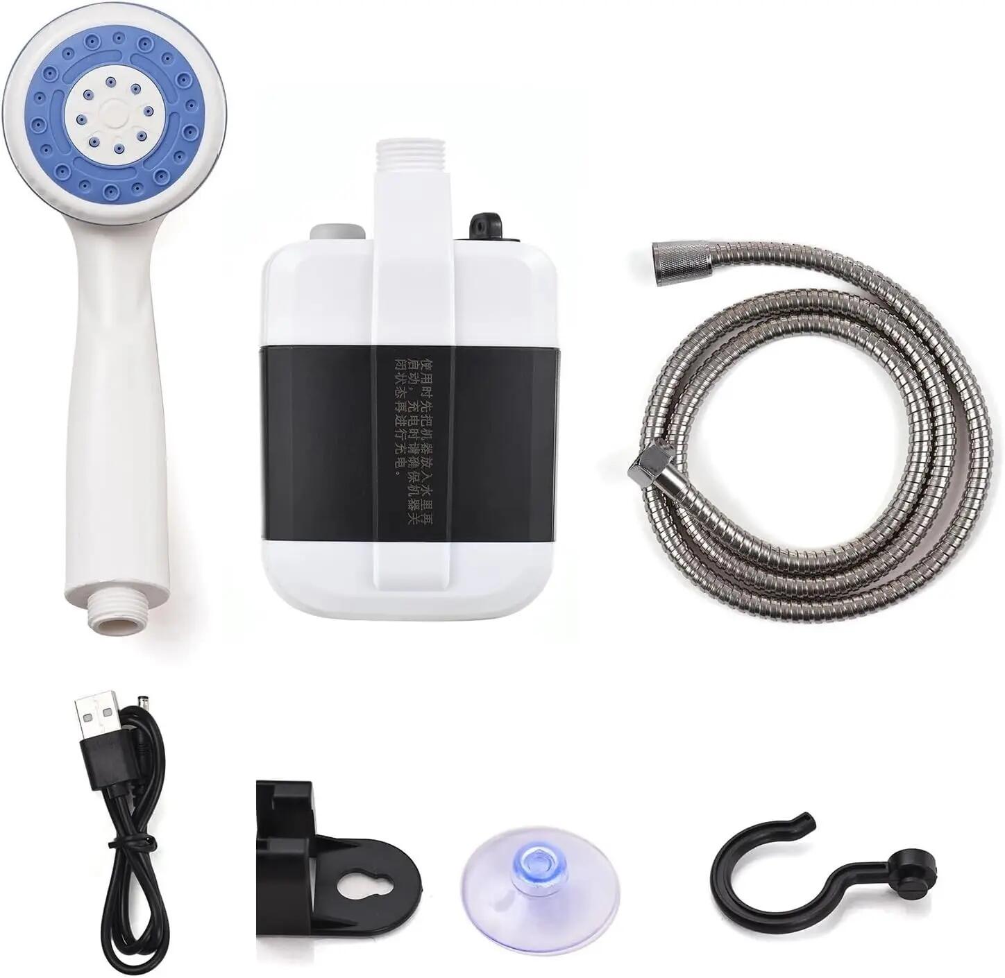 Chuveiro portátil com bomba elétrica. Com bateria interna recarregável via USB. 6/6