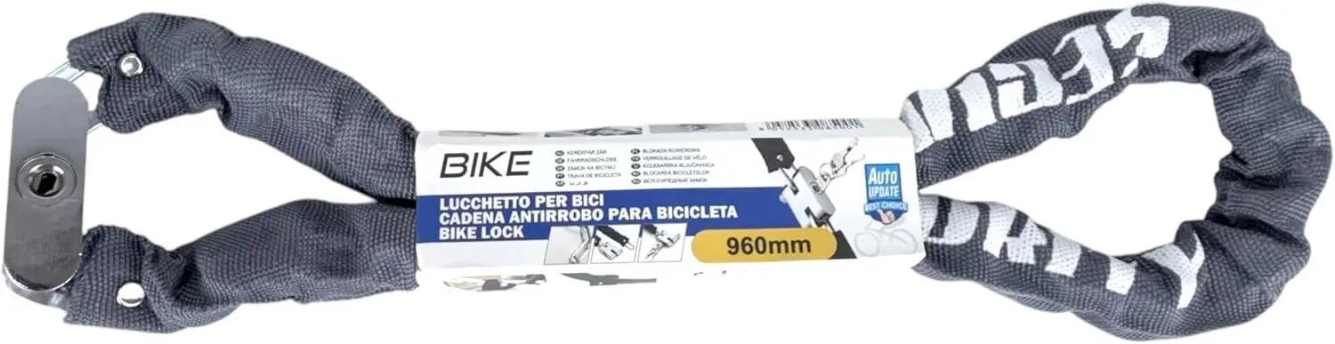 Cadeado de corrente com cabo, bicicletas e scooters, 1 metro, revestido a tecido 7/7