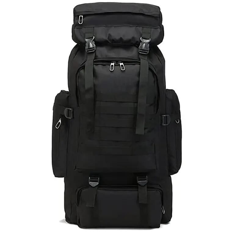 Mochila preta impermeável de 80 litros para caminhadas, escalada e campismo. 2/7