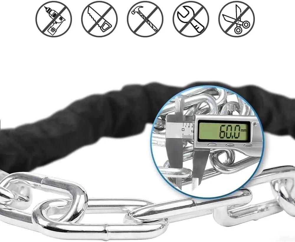 Cadeado de corrente blindado de 1 metro para bicicletas e trotinetes. 6/7