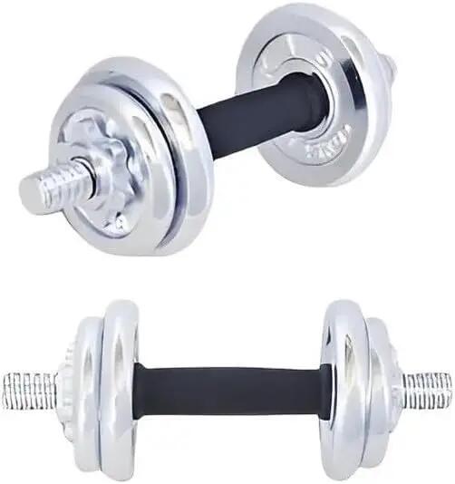 Juego de Mancuernas de Acero Cromado, Cierre de Estrella, 5kg cada pesa 2/5