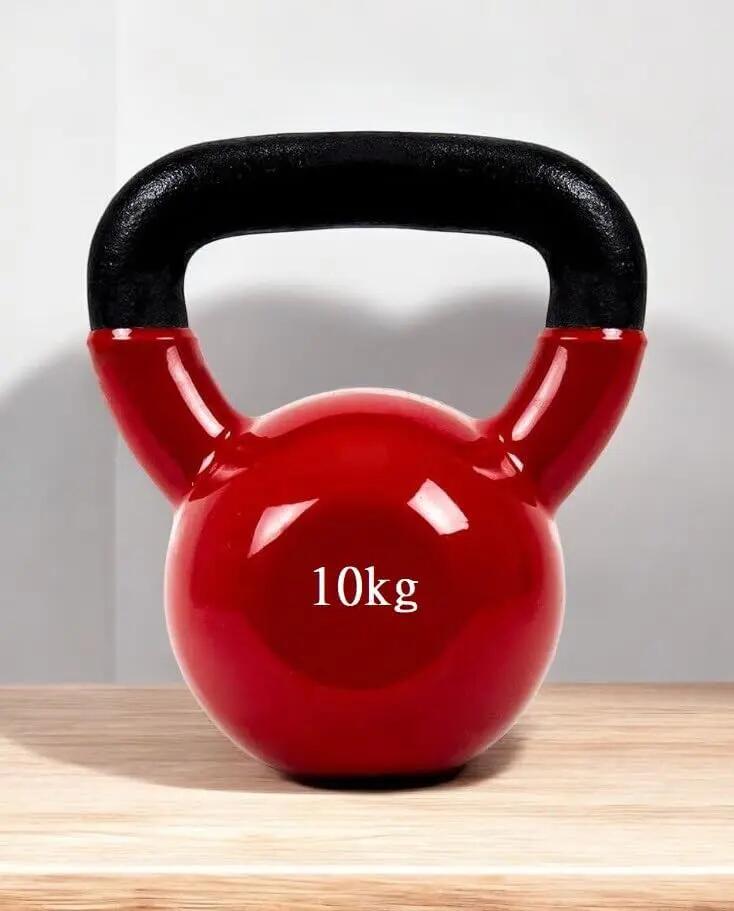 Pesa Rusa Kettlebell, revestimiento de vinilo, Antideslizante, rojo 10KG 3/6