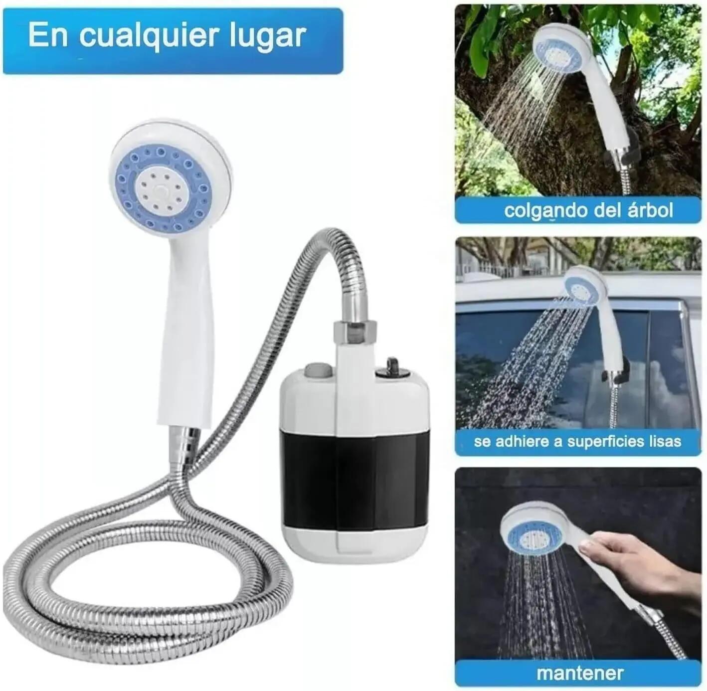 Chuveiro portátil com bomba elétrica. Com bateria interna recarregável via USB. 4/6