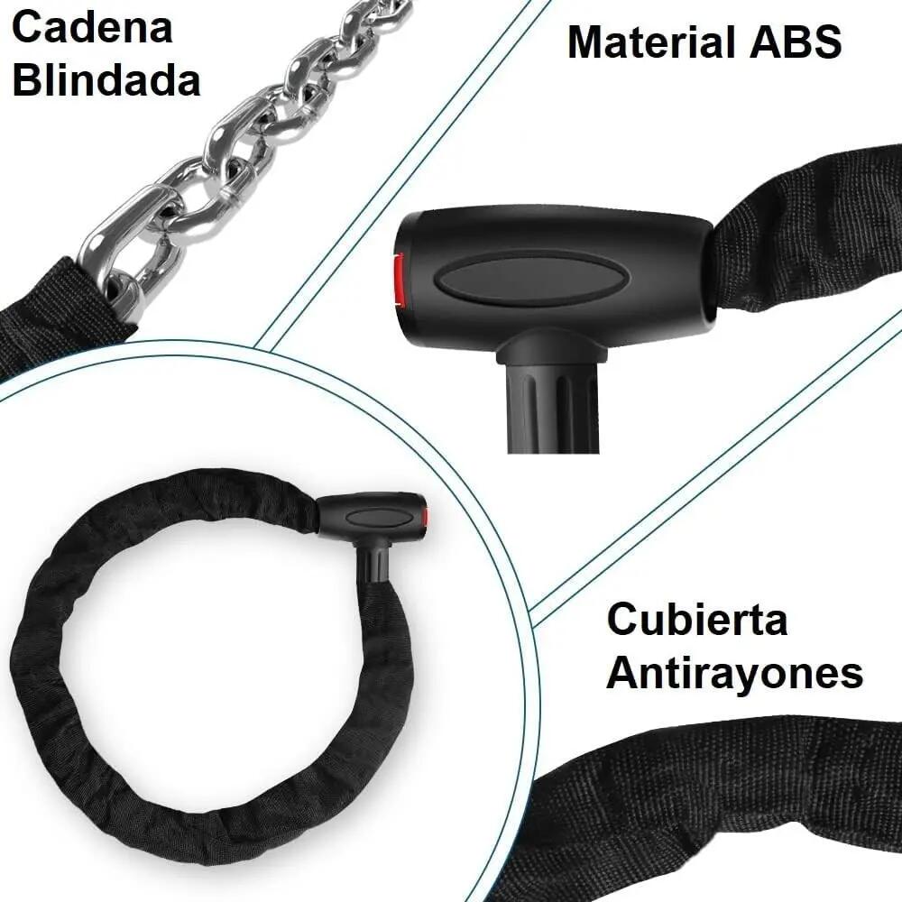 Cadeado de corrente blindado de 1 metro para bicicletas e trotinetes. 5/7