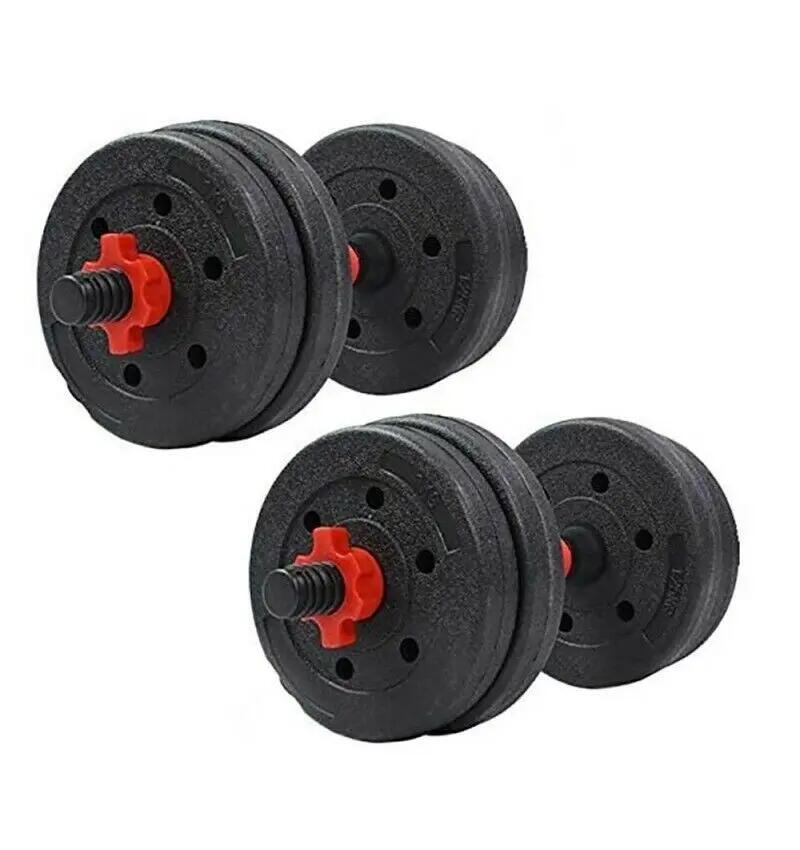Mancuernas Pesas de Disco 5kg + 5kg 10kg Total Fitness, Plásticas 2/6