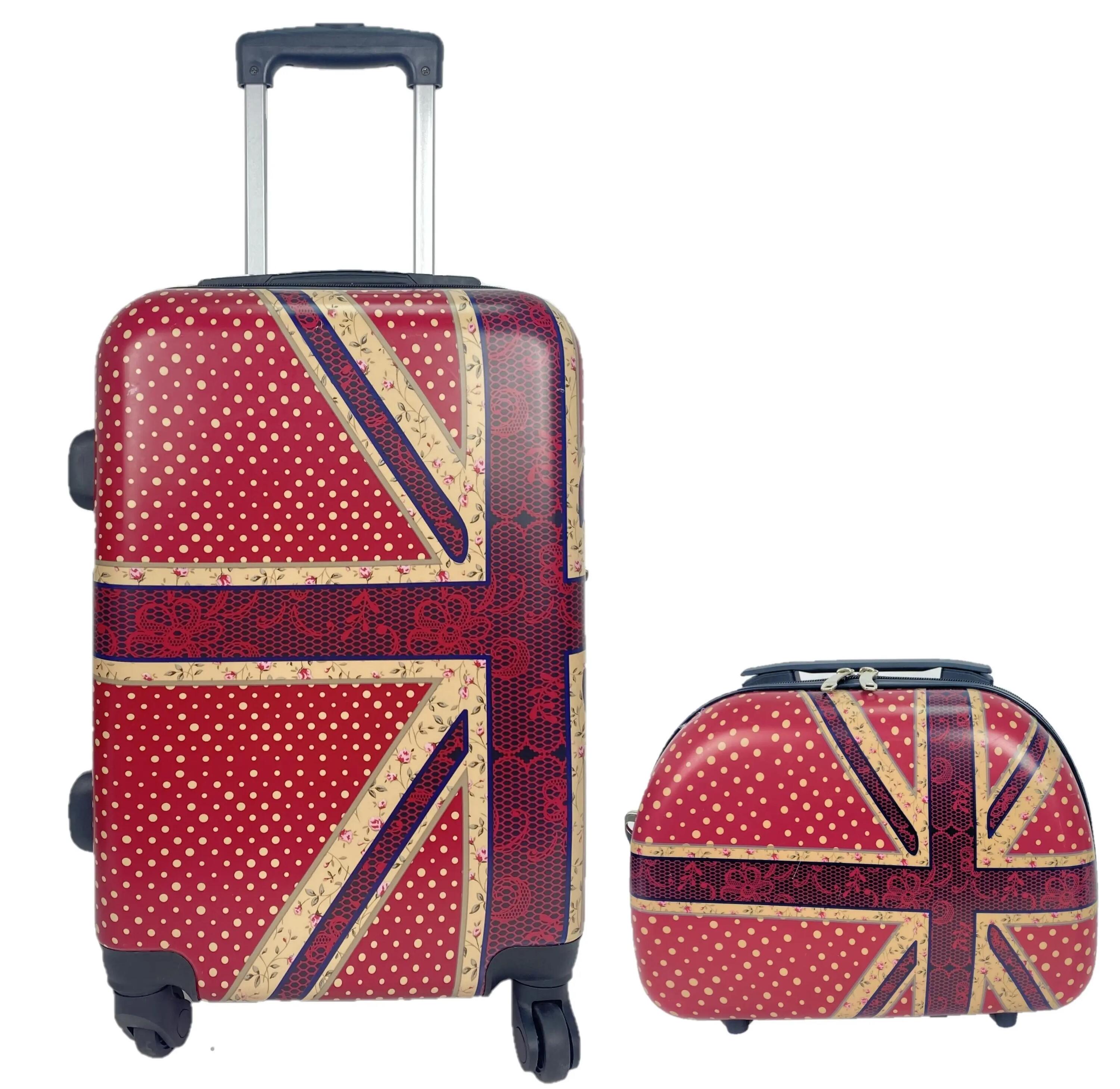 Maleta Trolley + Neceser rígida 4 Ruedas giratorias Inglaterra rojo 2/7