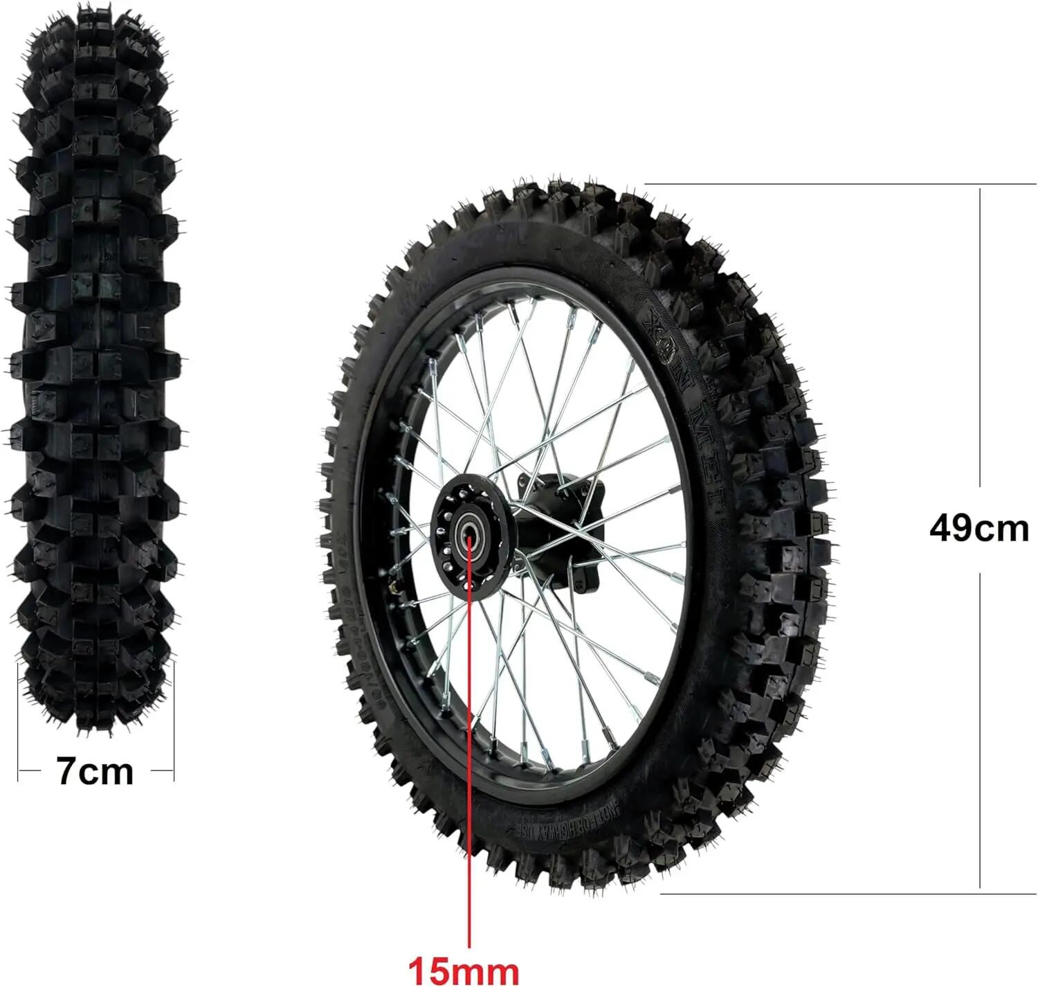 Rueda Neumático cámara 2.50-14 60/100-14 MIC 30M 1.4x14 Eje 15mm, 50-160cc 4/7