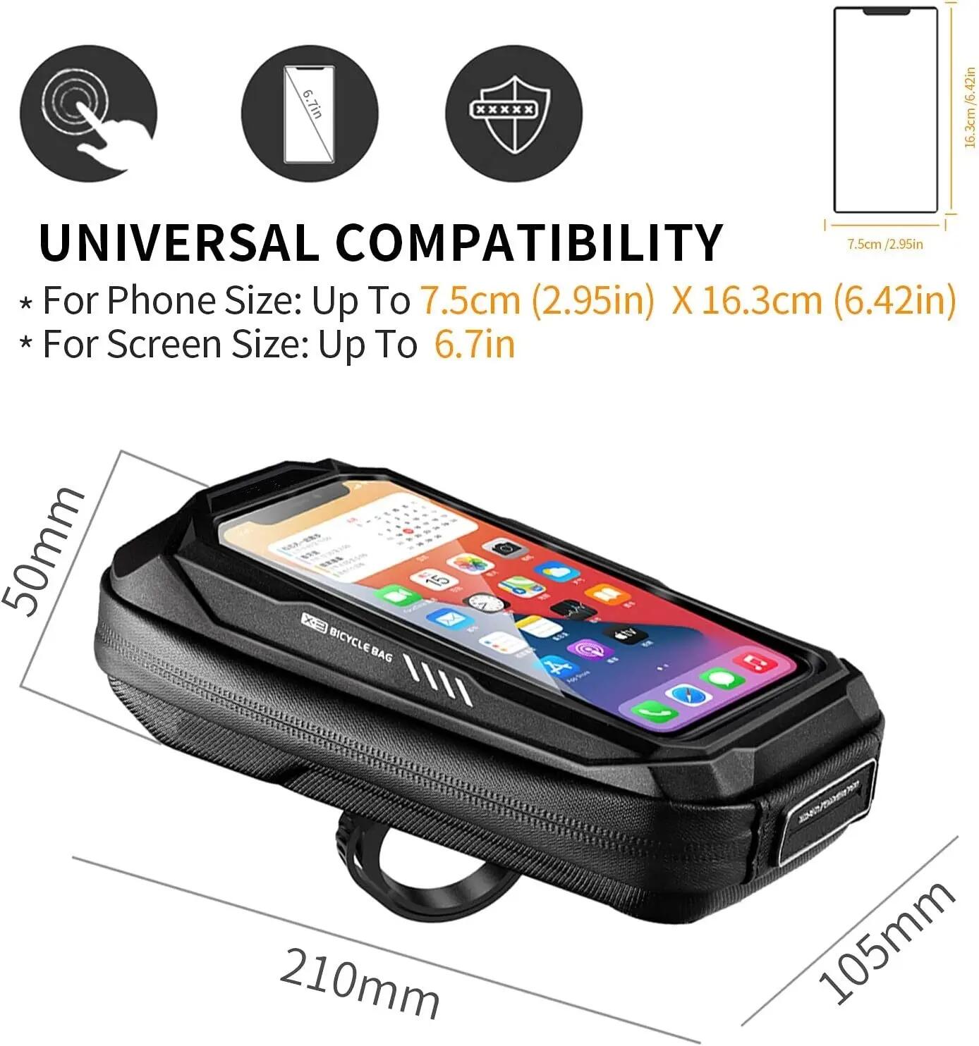 Bolsa soporte para bicicleta manillar para móvil pantalla táctil, teléfonos 6,8" 4/7