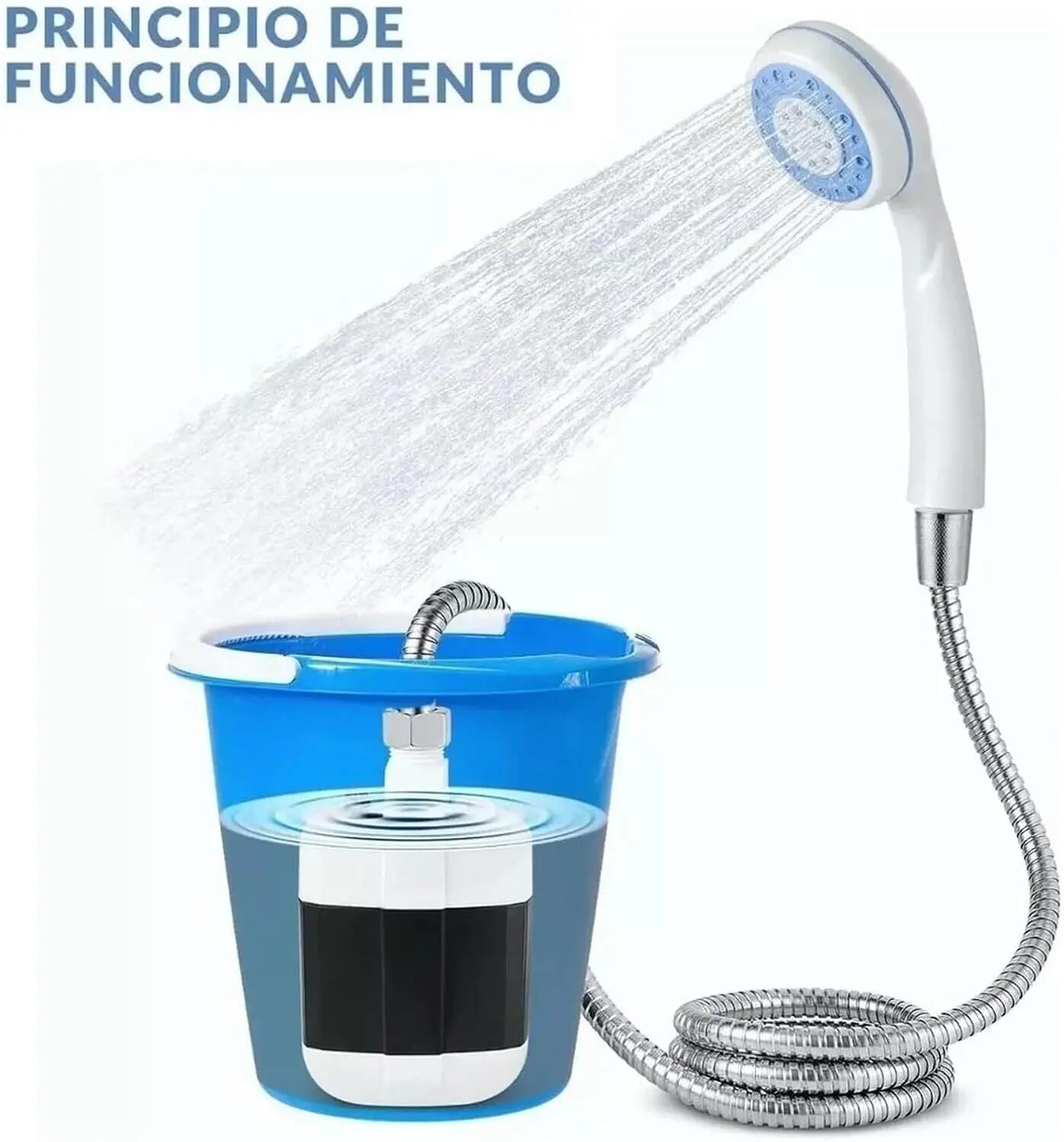 Chuveiro portátil com bomba elétrica. Com bateria interna recarregável via USB. 2/6