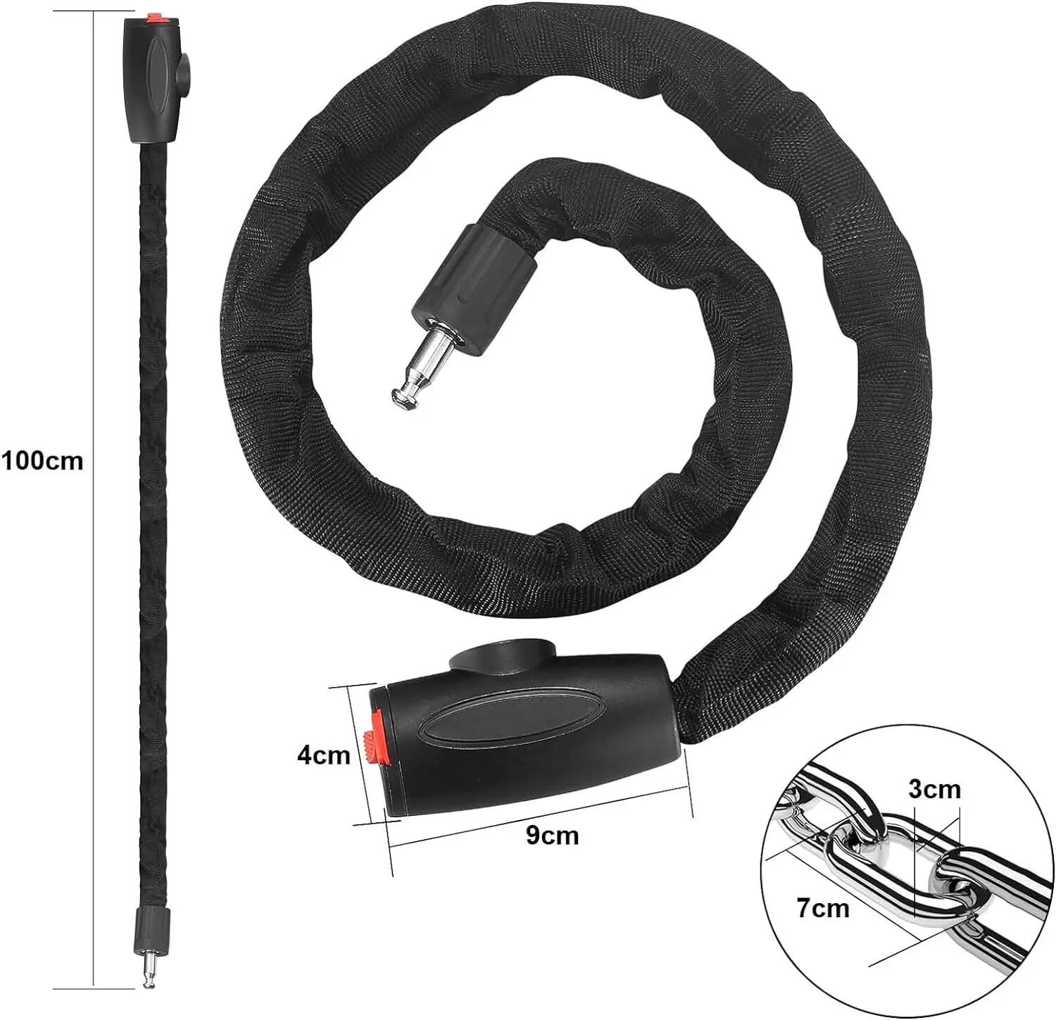Cadeado de corrente blindado de 1 metro para bicicletas e trotinetes. 3/7