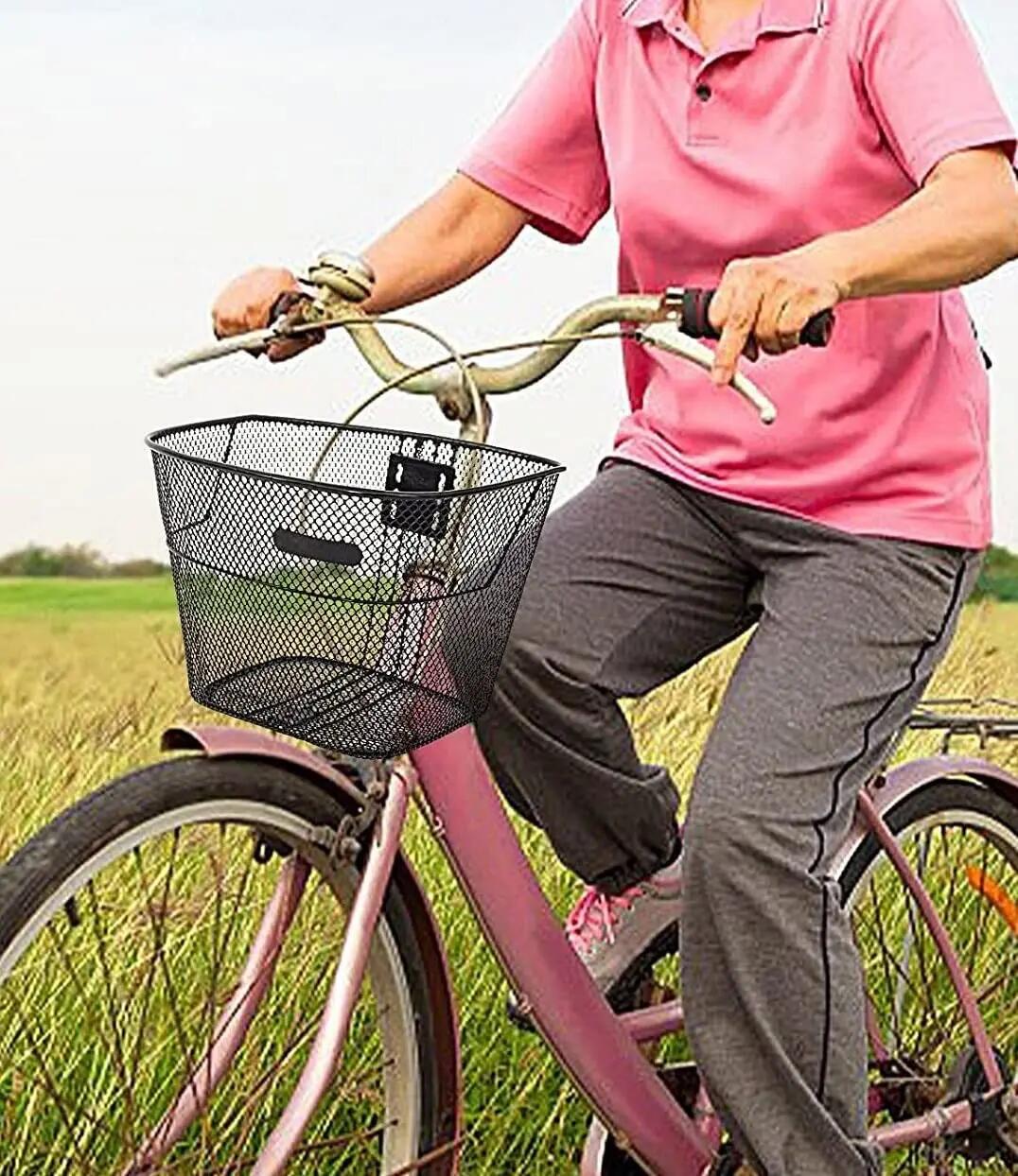 Cesta De Bicicleta Canasta Delantera Metalica Desmontable Altura Ajustable 4/7