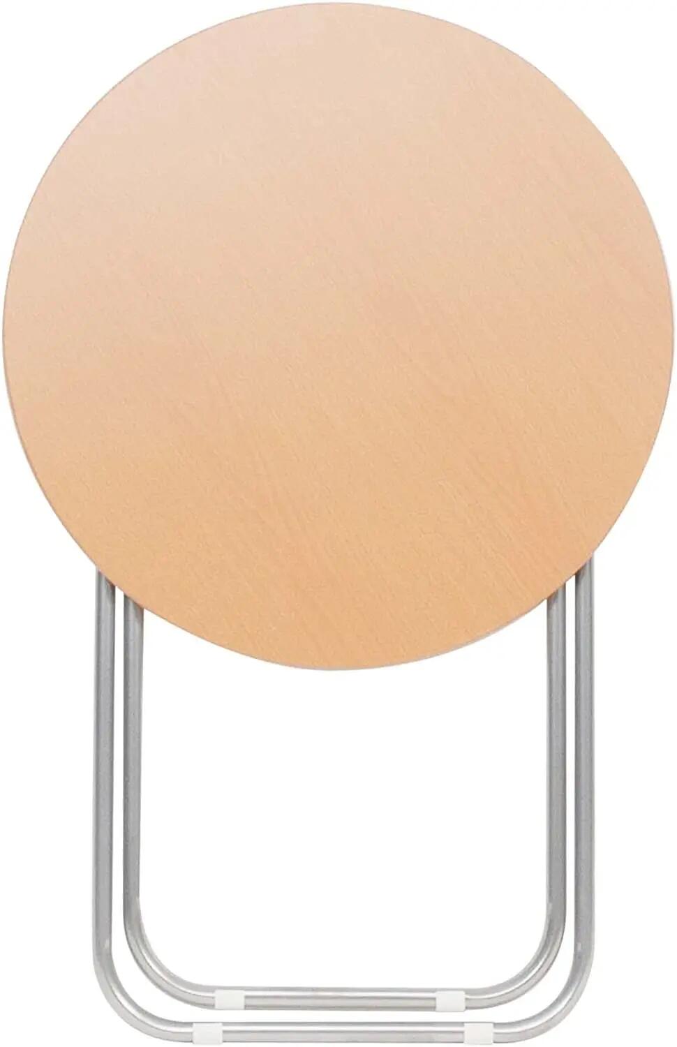 Mesa dobrável redonda ideal, fabricada em madeira e metal, 70x70cm 2/7