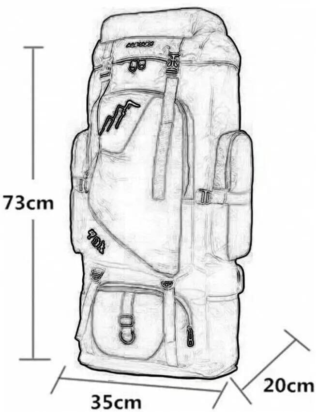 Mochila de Senderismo Trekking 90L Impermeable 73 cm x 35 cm x 20 cm Azul 6/6