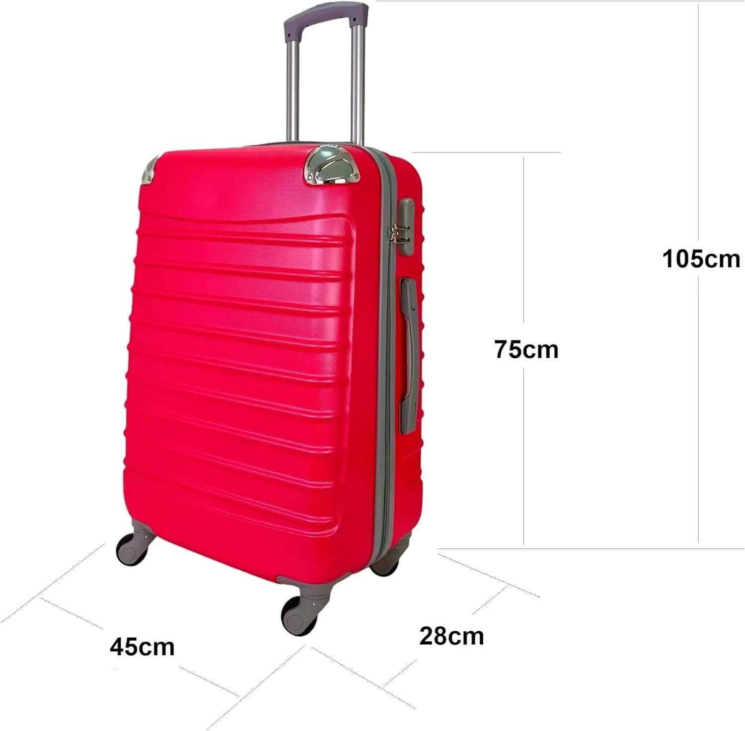 Maleta de 4 Ruedas giratorias Esquinas reforzadas candado (Grande - Fucsia) 5/7