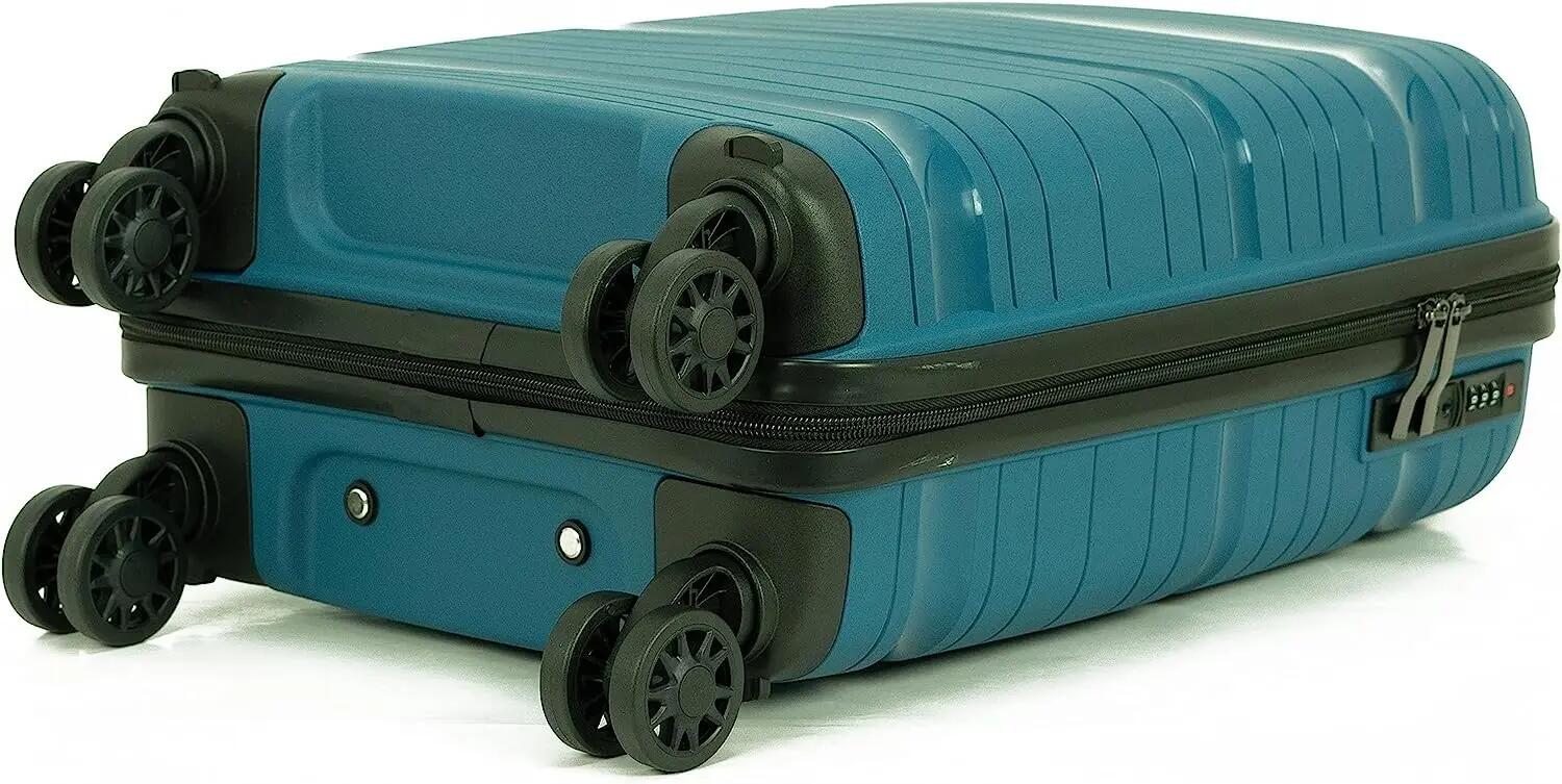 Mala de cabine rígida com 4 rodas giratórias 360°, azul marinho 4/7