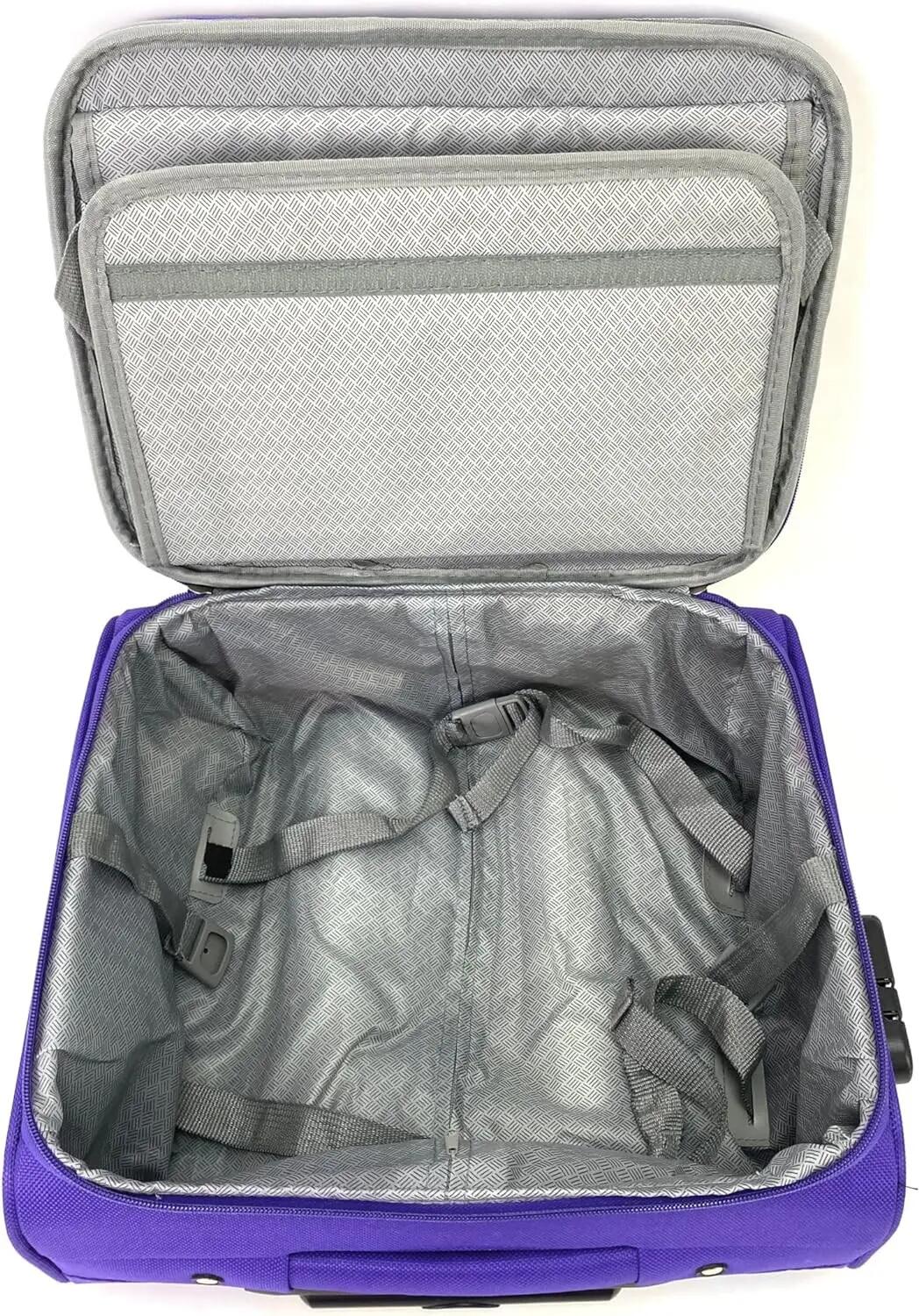 Mala de viagem com rodas, bagagem de mão com 4 compartimentos (roxa) 6/7