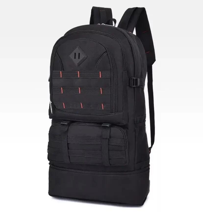 Mochila de senderismo macuto camping, impermeable 55+10 Litros negro. 5/6