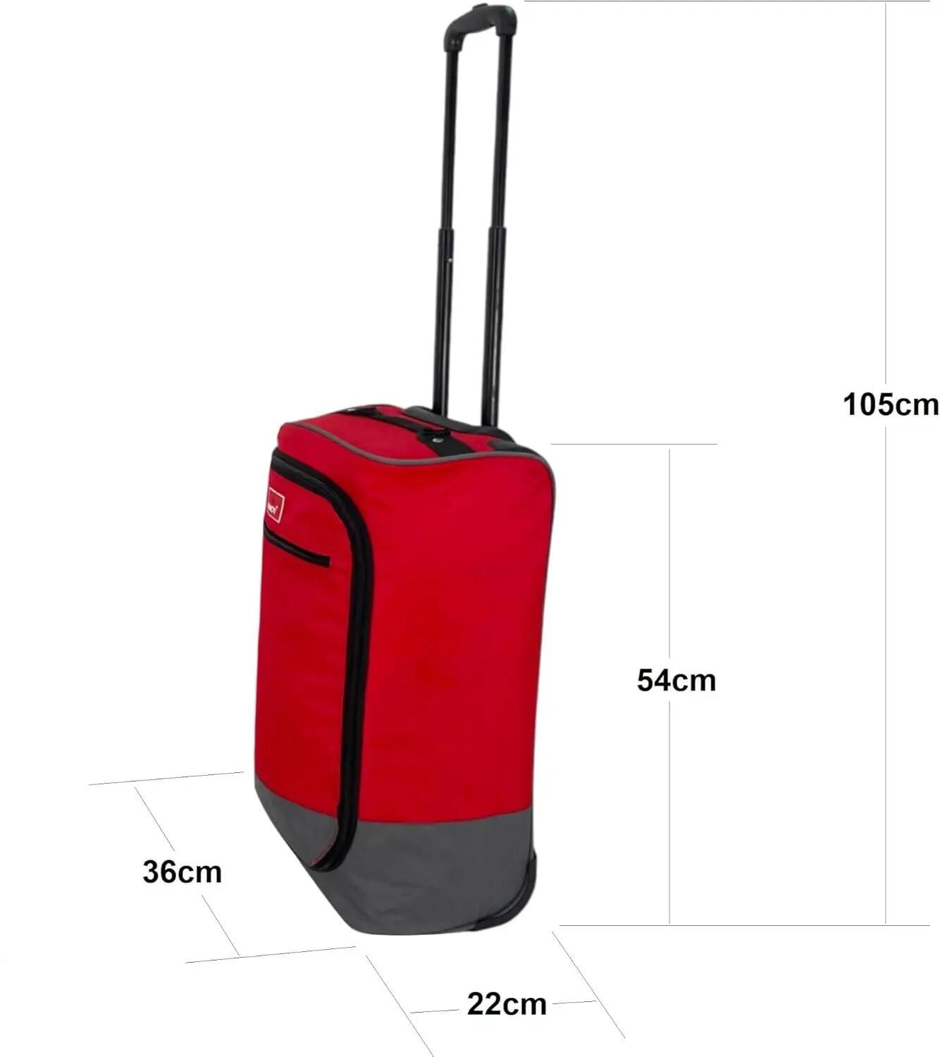 Maleta de Tela Trolley Equipaje de Mano Ligera Plegable con Ruedas (Rojo) 6/7