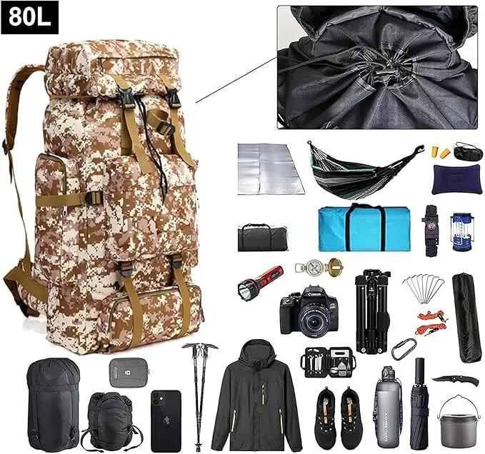 Mochila militar macuto Impermeable Camuflaje pixelado 80L 4/6