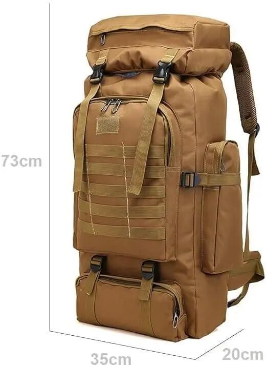 Mochila de caminhada para campismo, capacidade de 80 litros, bolsa impermeável. 6/7
