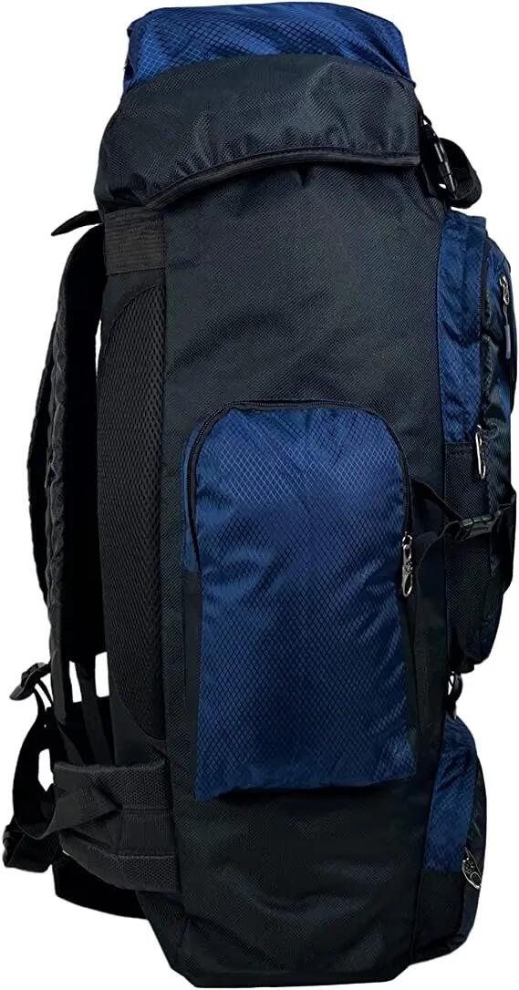 Mochila de Senderismo Camping Trekking 76L Impermeable Negro con Azul 3/7