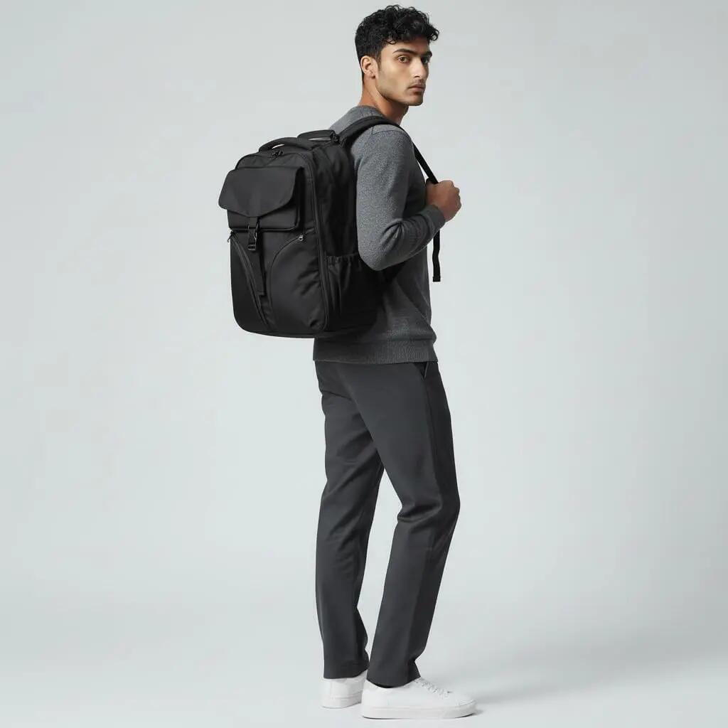 Mochila com rodas, 40L, 48-87cm x 32cm x 20cm (Preta, Modelo 34) 4/7