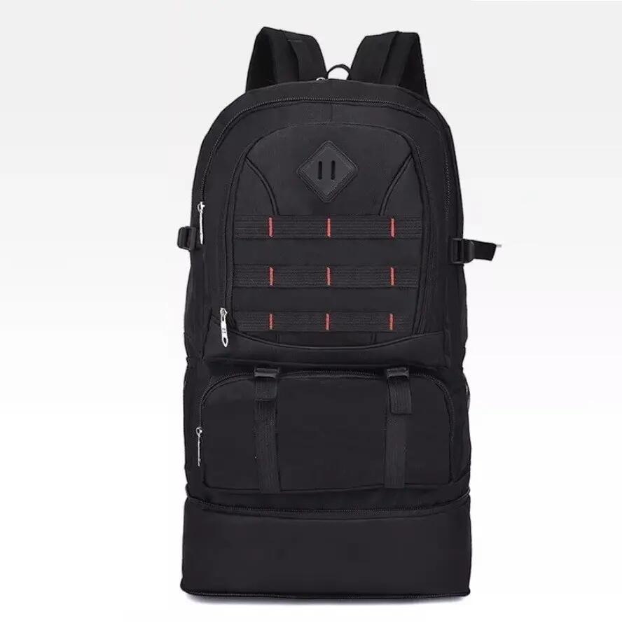 Mochila de senderismo macuto camping, impermeable 55+10 Litros negro. 2/6