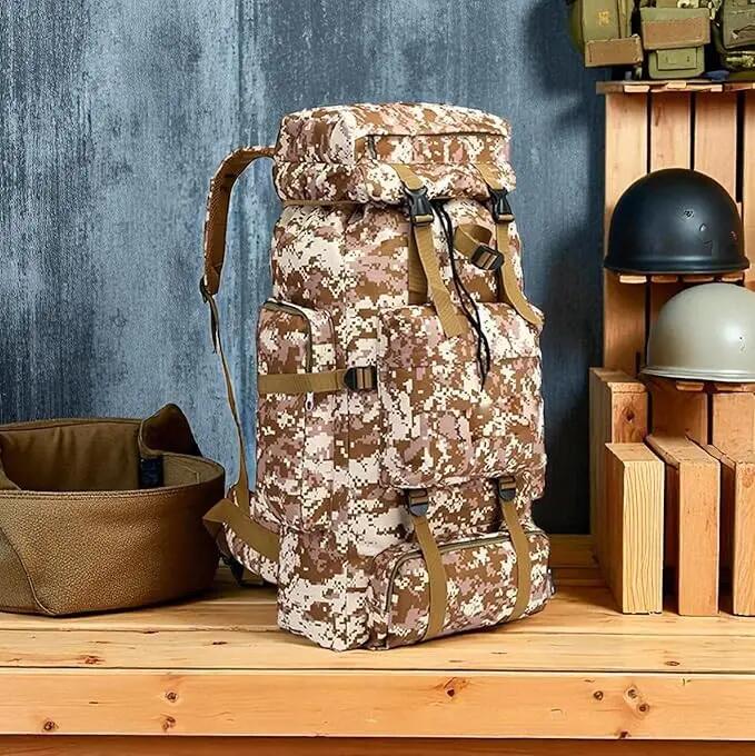 Mochila militar macuto Impermeable Camuflaje pixelado 80L 2/6