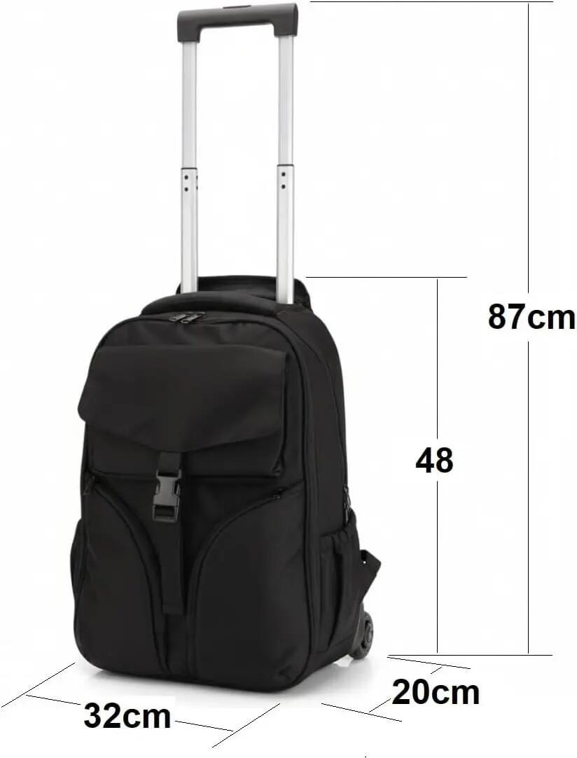 Mochila com rodas, 40L, 48-87cm x 32cm x 20cm (Preta, Modelo 34) 3/7