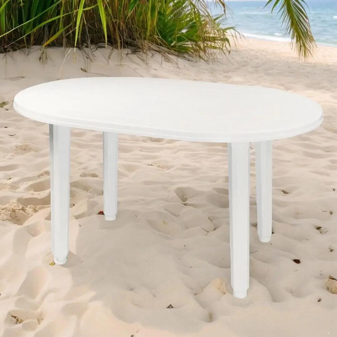 Mesa de Jardin Oval 130x90cm de resina Auxiliar Exterior desmotable portatil 4/5