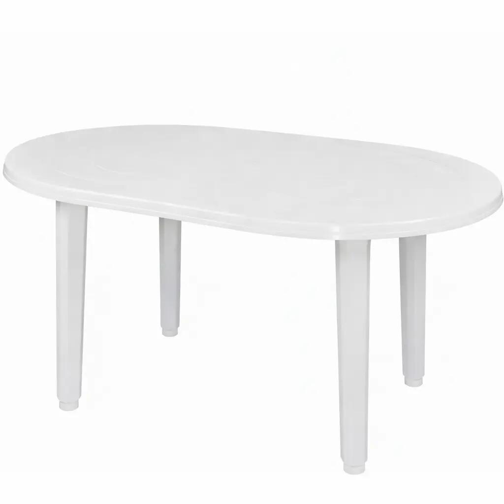 Mesa de Jardin Oval 130x90cm de resina Exterior desmotable portatil (Blanco) 6/6