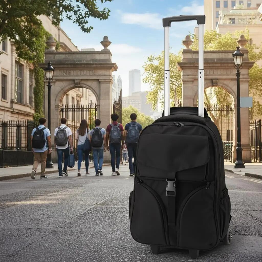 Mochila com rodas, 40L, 48-87cm x 32cm x 20cm (Preta, Modelo 34) 2/7