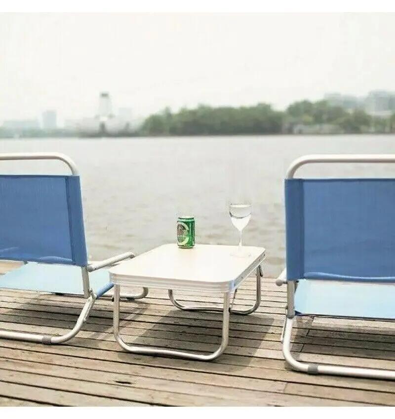 Mesa dobrável para praia, campismo, piscina, varanda, cama portátil em alumínio 6/6
