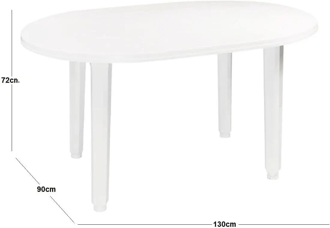 Mesa de Jardin Oval 130x90cm de resina Auxiliar Exterior desmotable portatil 3/5