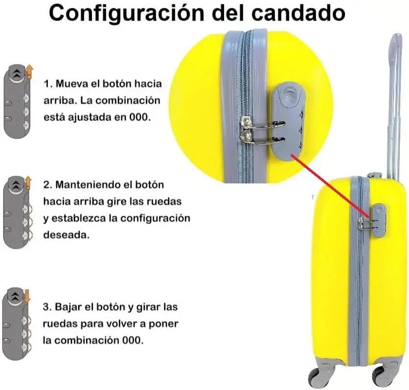 Maleta Equipaje de Mano Cabina Trolley 4 Ruedas 360º giratorias. (Amarillo) 6/7