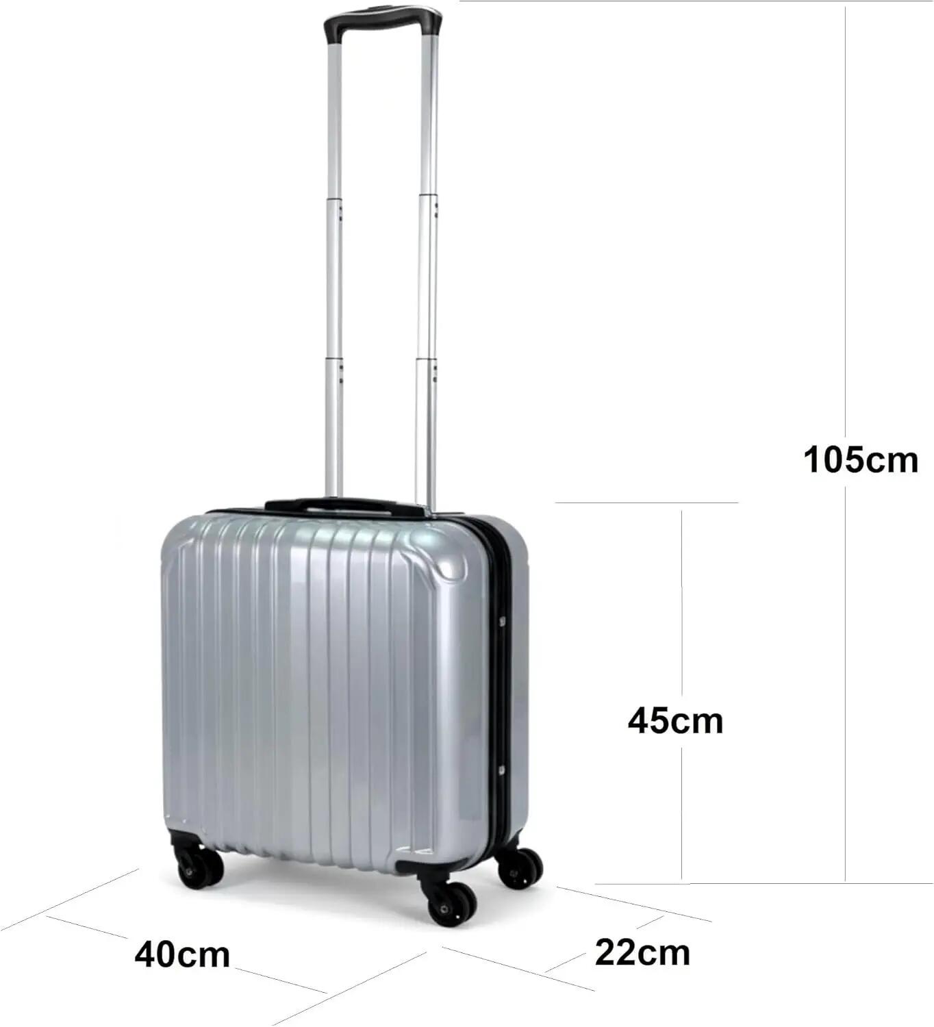 Mala de viagem com rodas, 4 rodas giratórias 360° e 3 compartimentos (prateada) 6/7
