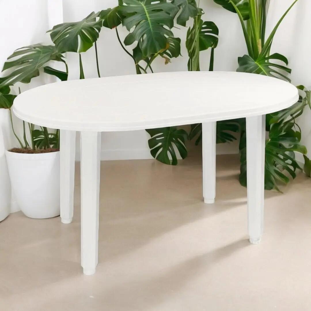 Mesa de Jardin Oval 130x90cm de resina Auxiliar Exterior desmotable portatil 2/5