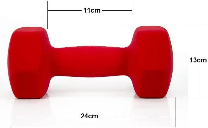 Mancuerna pesa de 6kg acero cubierta en vinilo suave y antideslizante Rojo 3/3