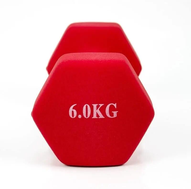 Mancuerna pesa de 6kg acero cubierta en vinilo suave y antideslizante Rojo 2/3
