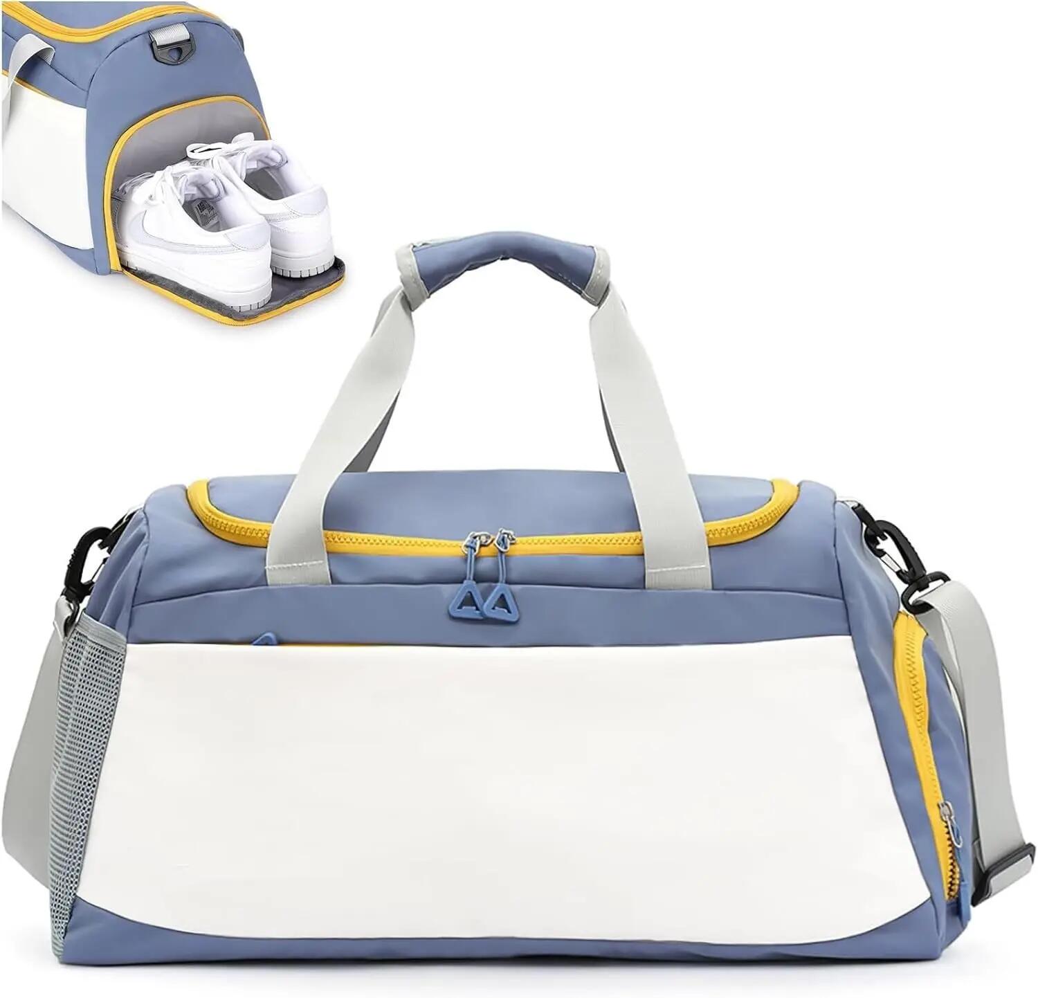 Mala com compartimento para calçado, 35L, leve e impermeável (azul) 6/6