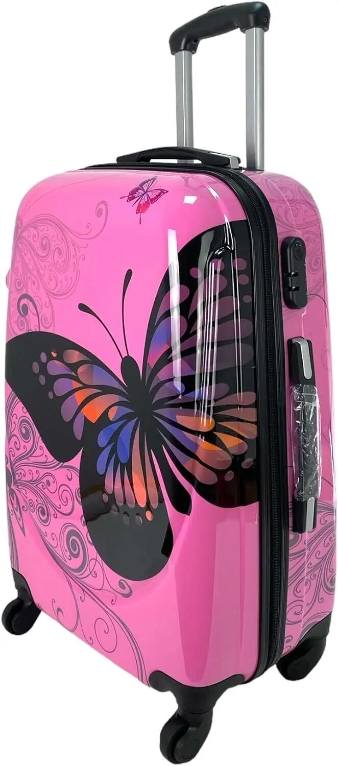 Maleta de 4 Ruedas giratorias candado de combinación mediana Rosa 65cm 3/7